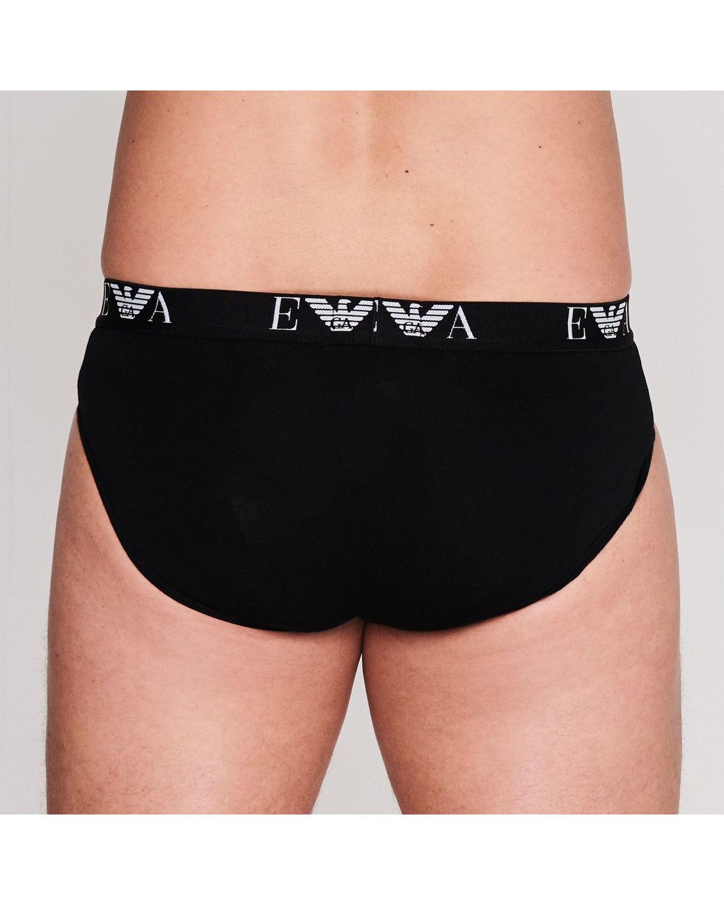 Emporio Armani Black 3 Pack Cotton Mid Rise Briefs for men