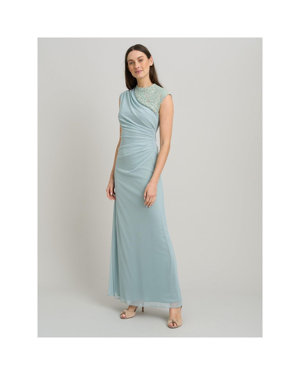 Gina Bacconi Blue Carter Lace Detail Maxi Dress
