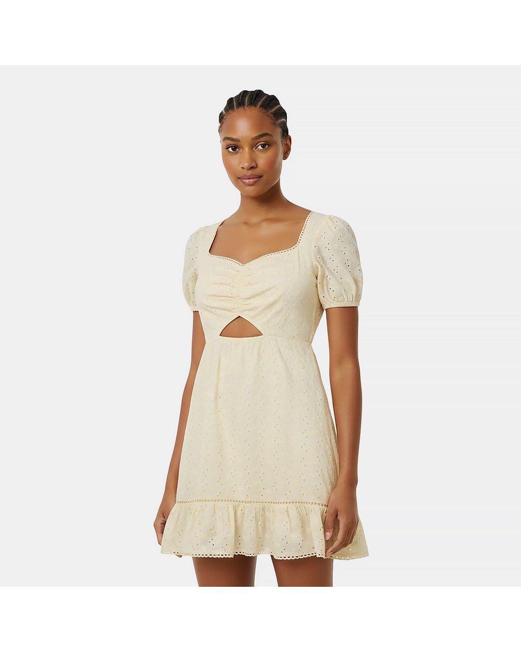 Jack Wills Natural Broderie Mini Dress