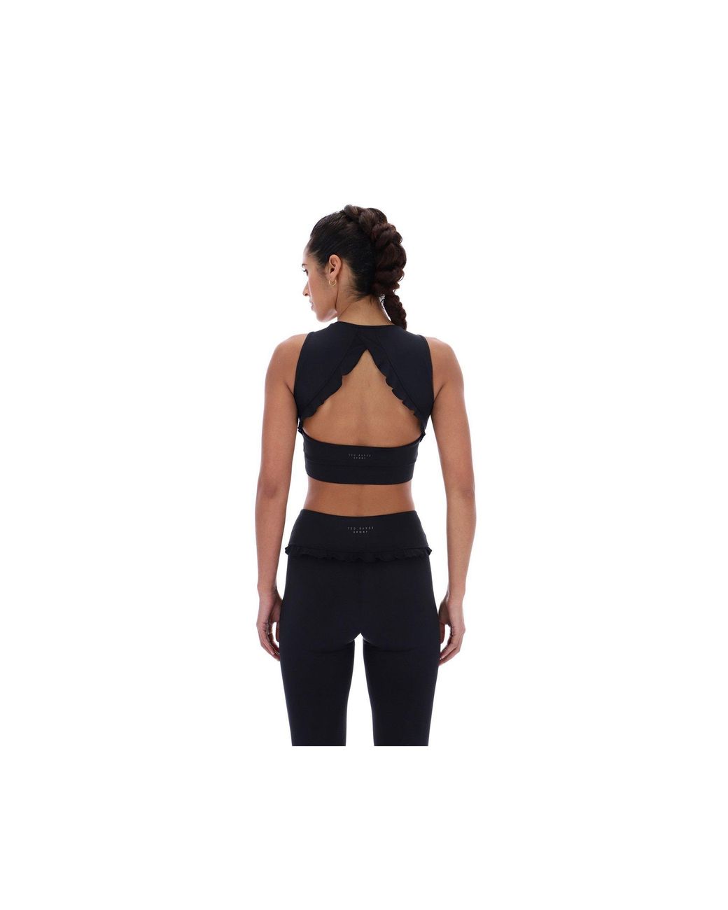 Ted Baker Black Aria Ruffle Yoga Bra