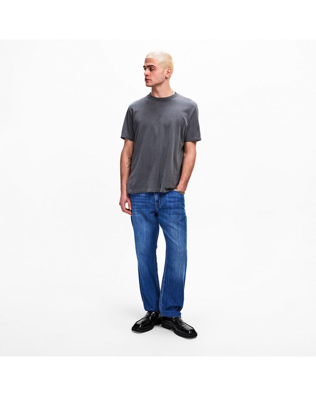 7 For All Mankind Blue Straight Leg Jeans for men