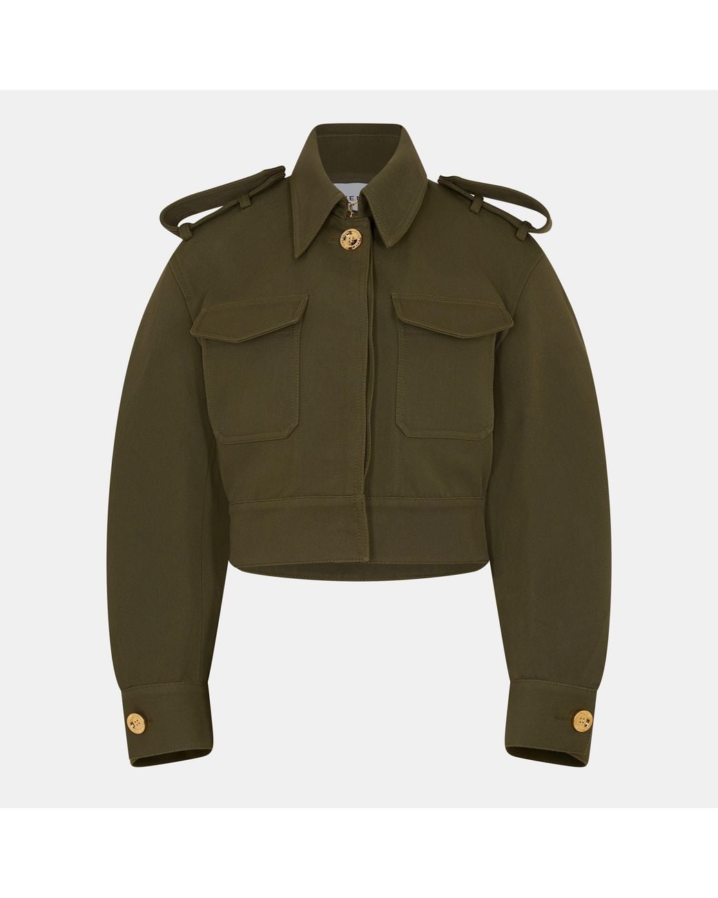 Givenchy Green Cocoon Utility Cotton Cropped Long Sleeve Hybrid Jacket