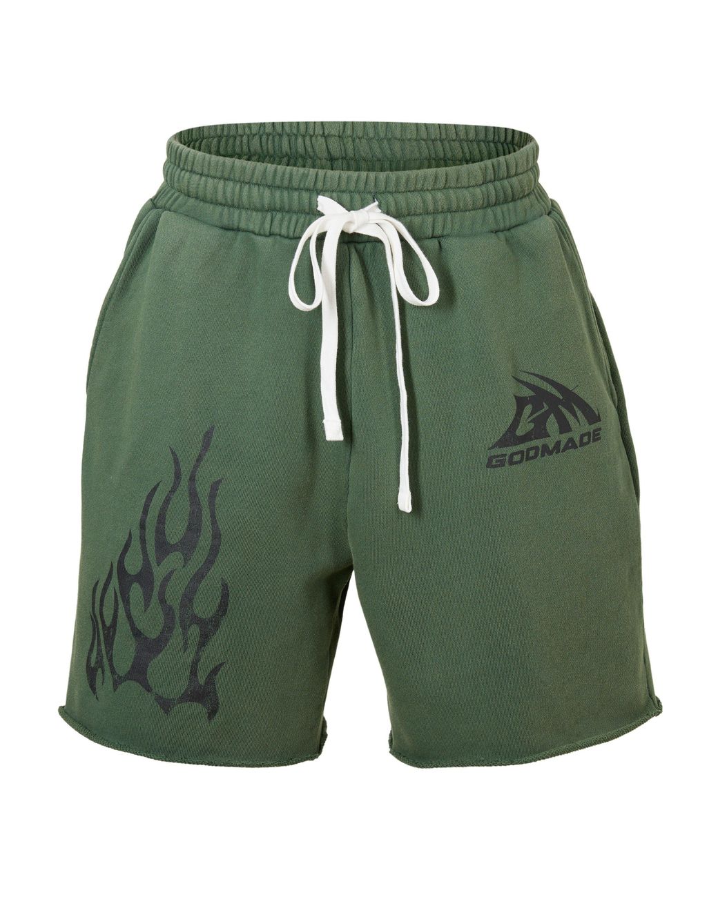 God Made Green Fleece Jogger Shorts for men