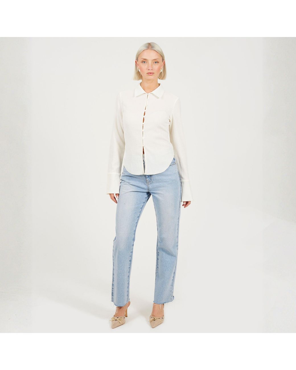 Brave Soul White Ladies Long Sleeve Shirt