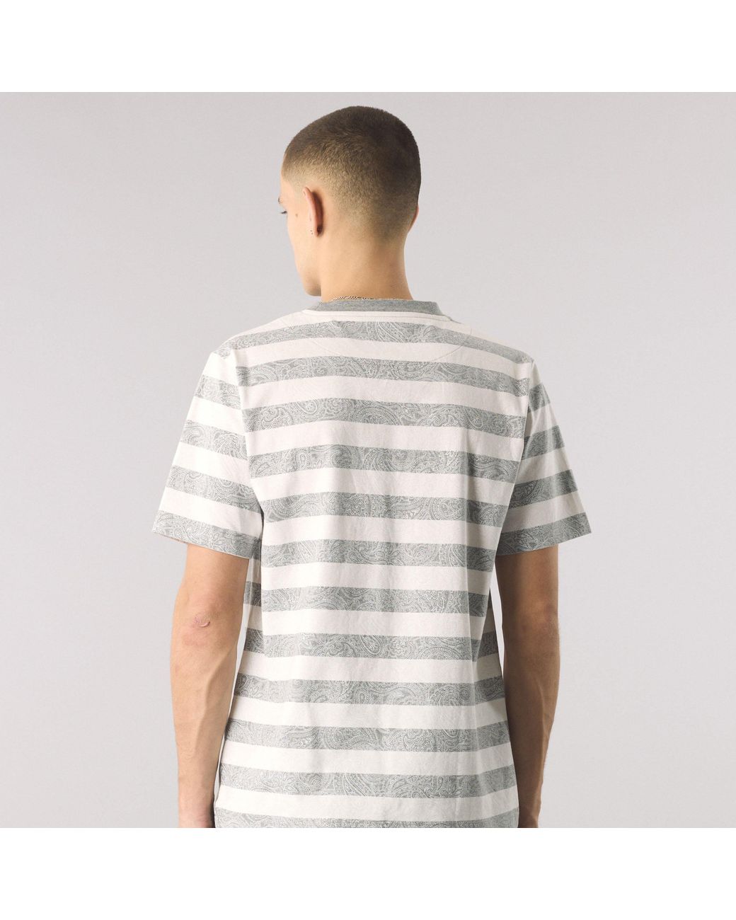 Pretty Green White Eclipse Stripe Regular Fit T-Shirt for men