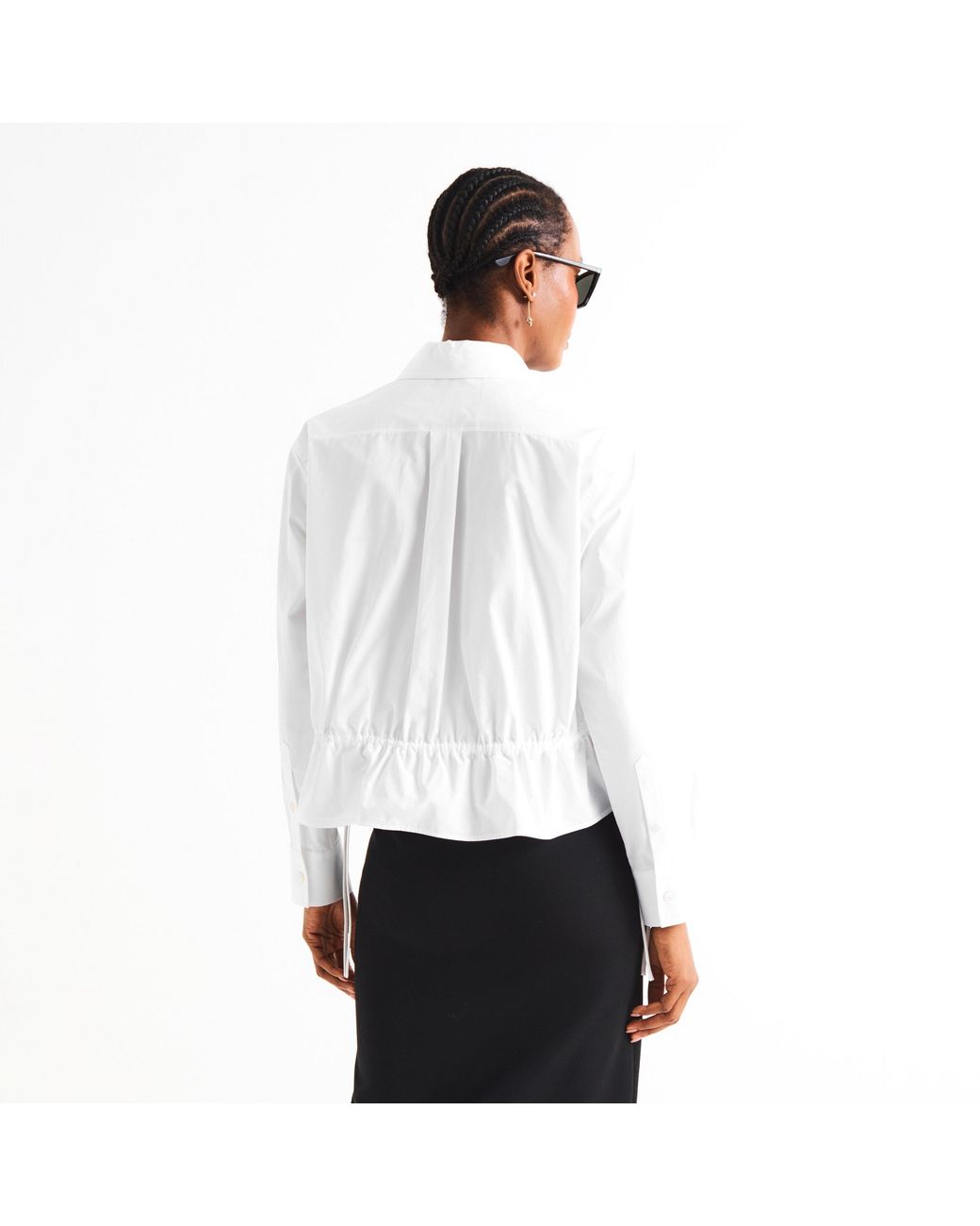 McQueen White Cotton Long-Sleeve Drawstring Shirt