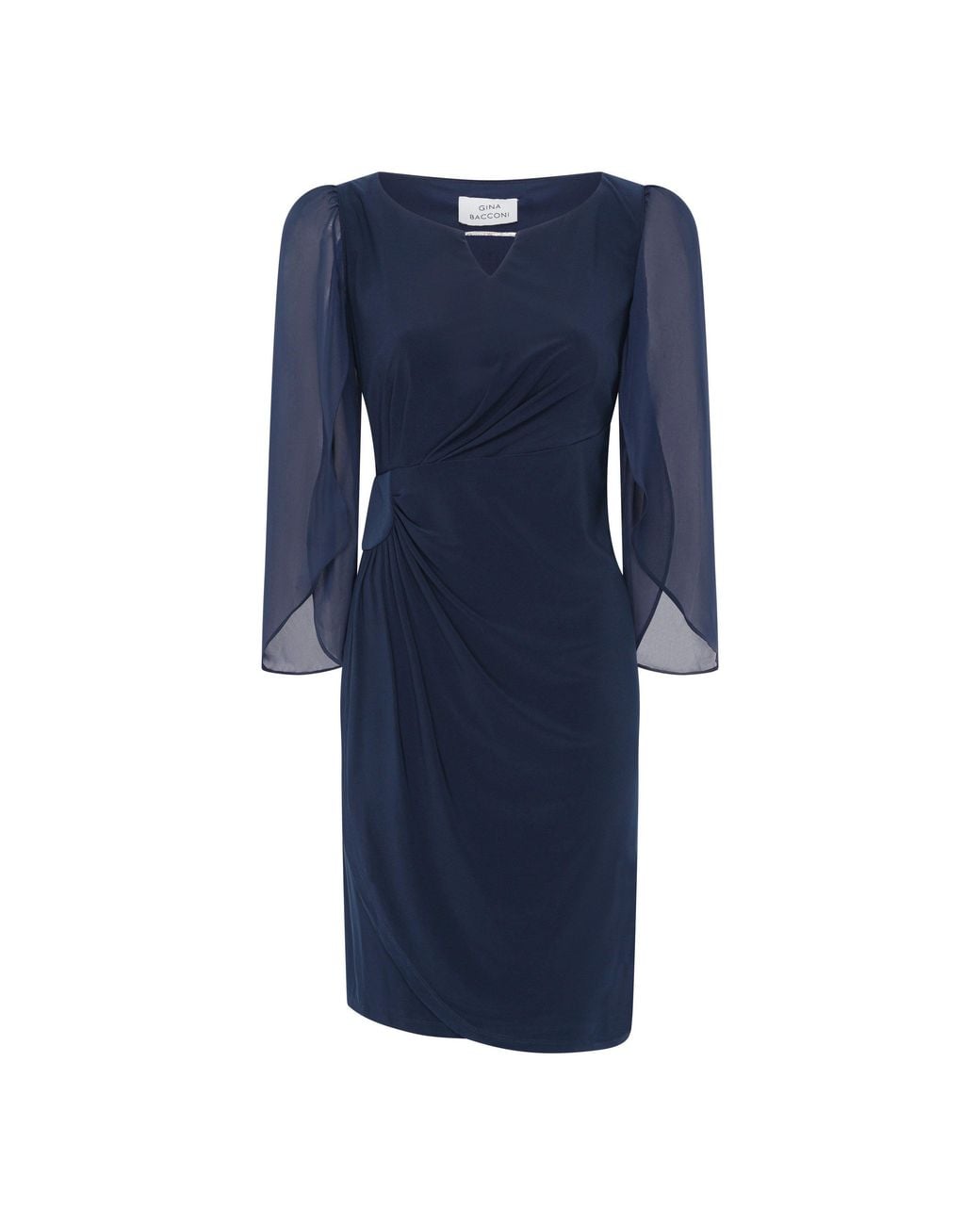 Gina Bacconi Blue Maddy Diamante Trim Dress With Chiffon Sleeves