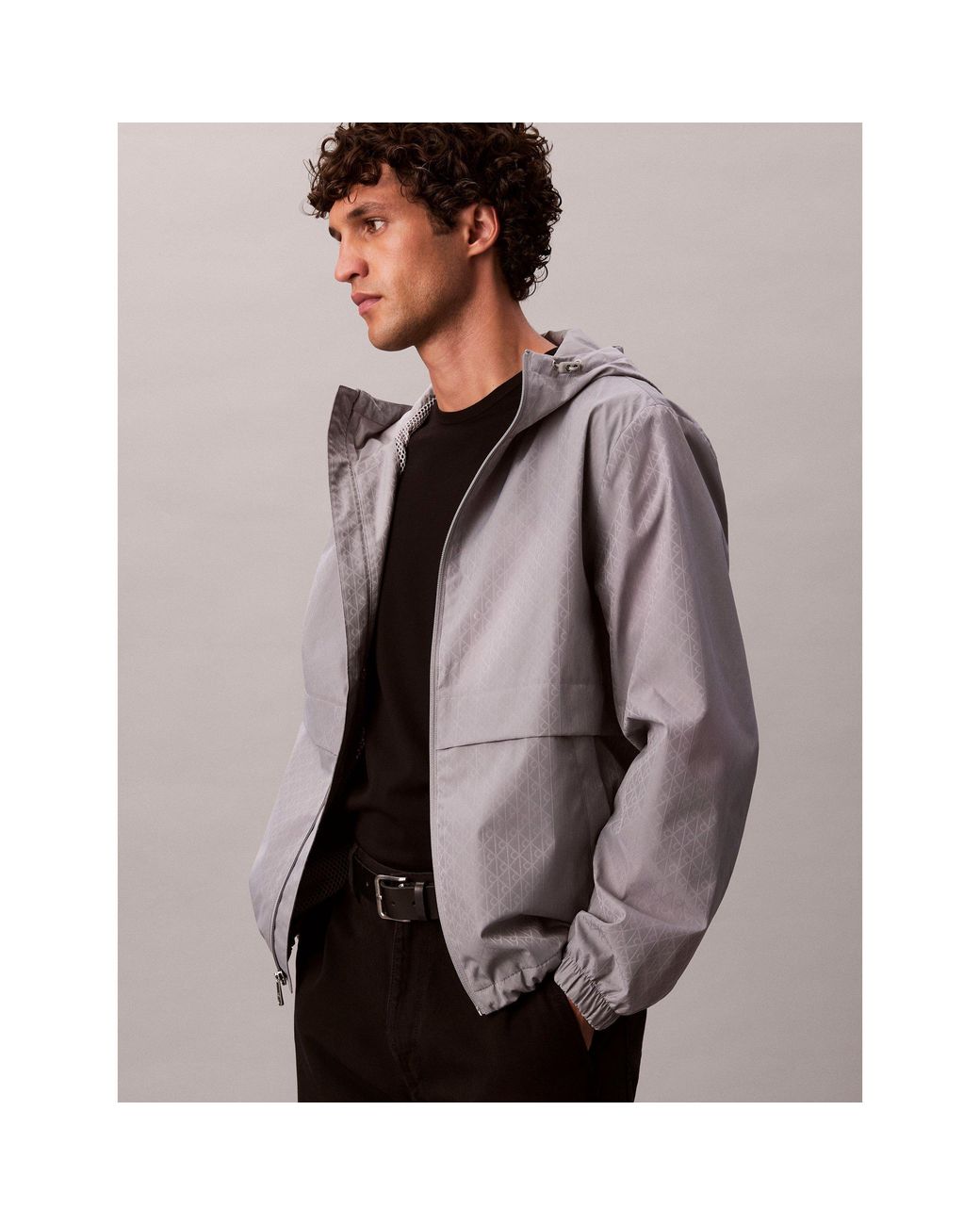 Calvin Klein Gray Ckj All Over Print Lightweight Windbreaker for men