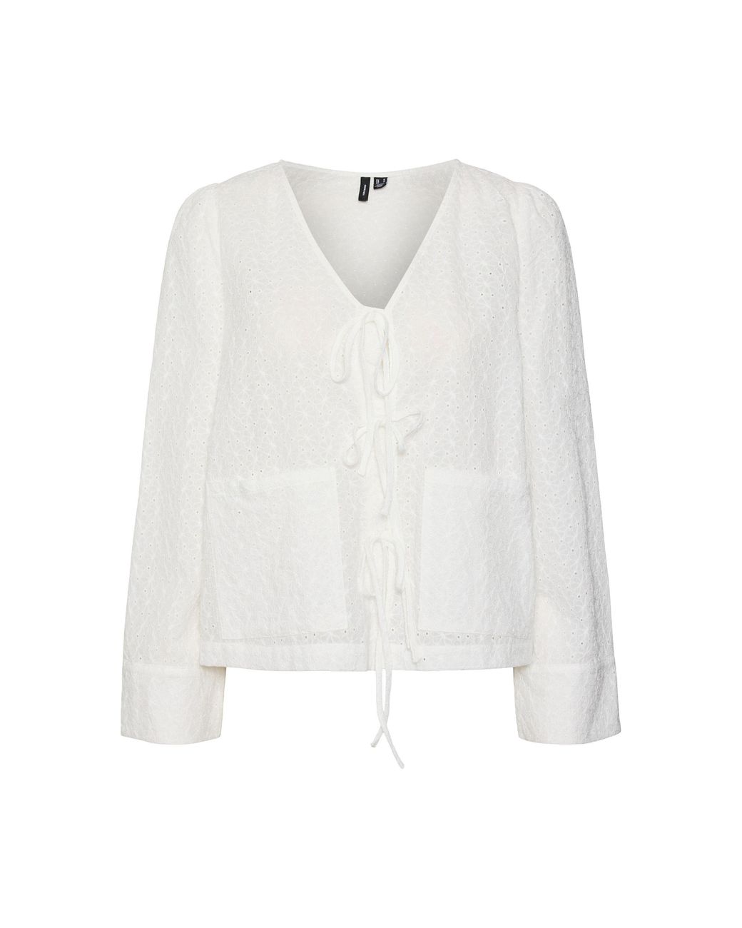 Vero Moda White Palma Tie Long-Sleeve Blouse