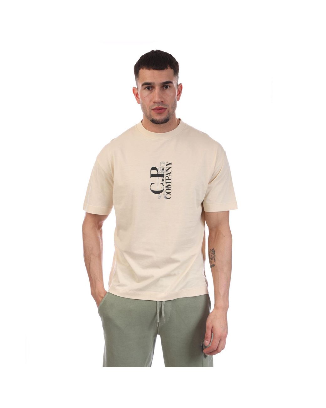 C P Company Natural 30/1 Jersey Logo T-Shirt for men