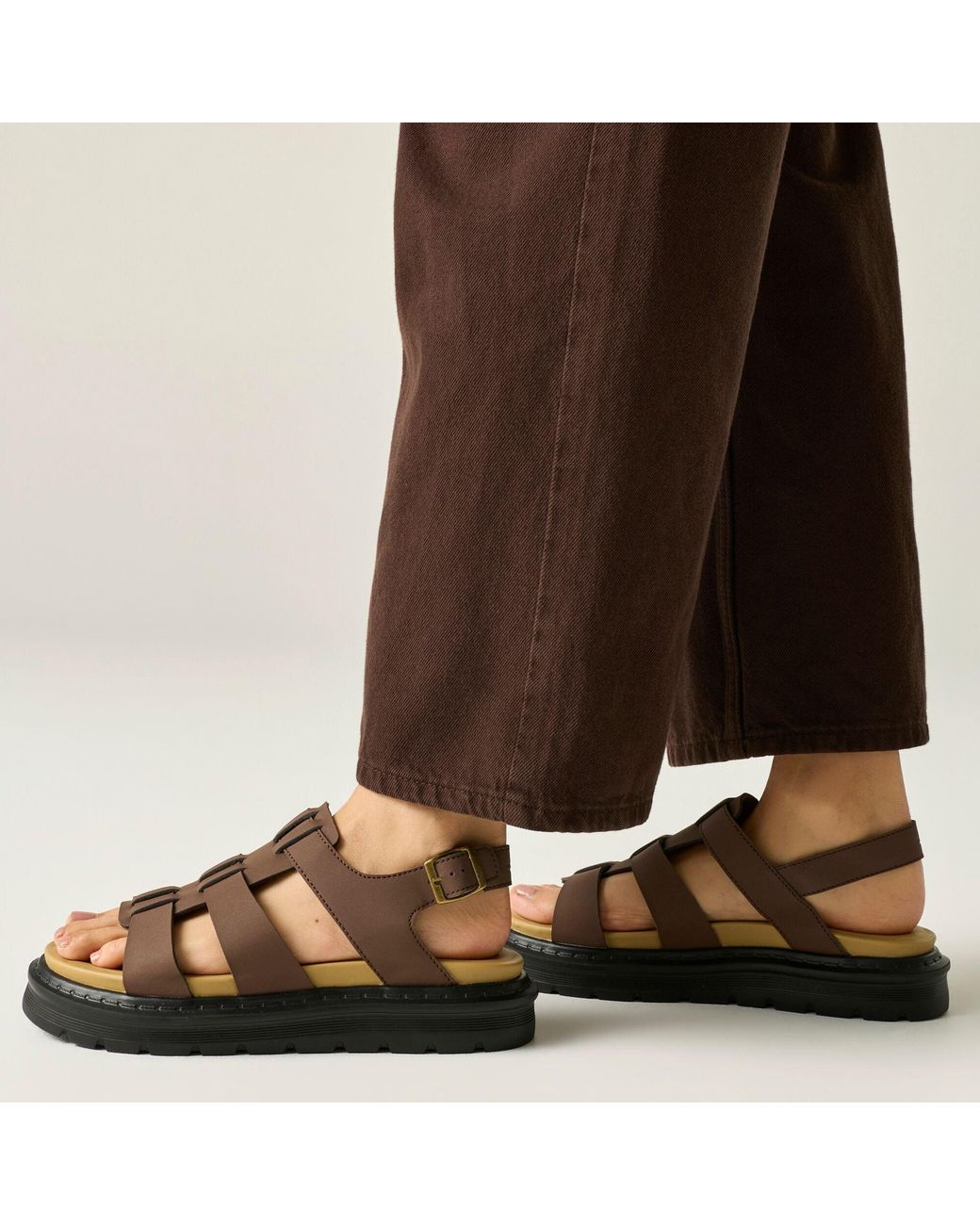 Regatta Brown Palma Synthetic Leather Heeled Platform Sandals