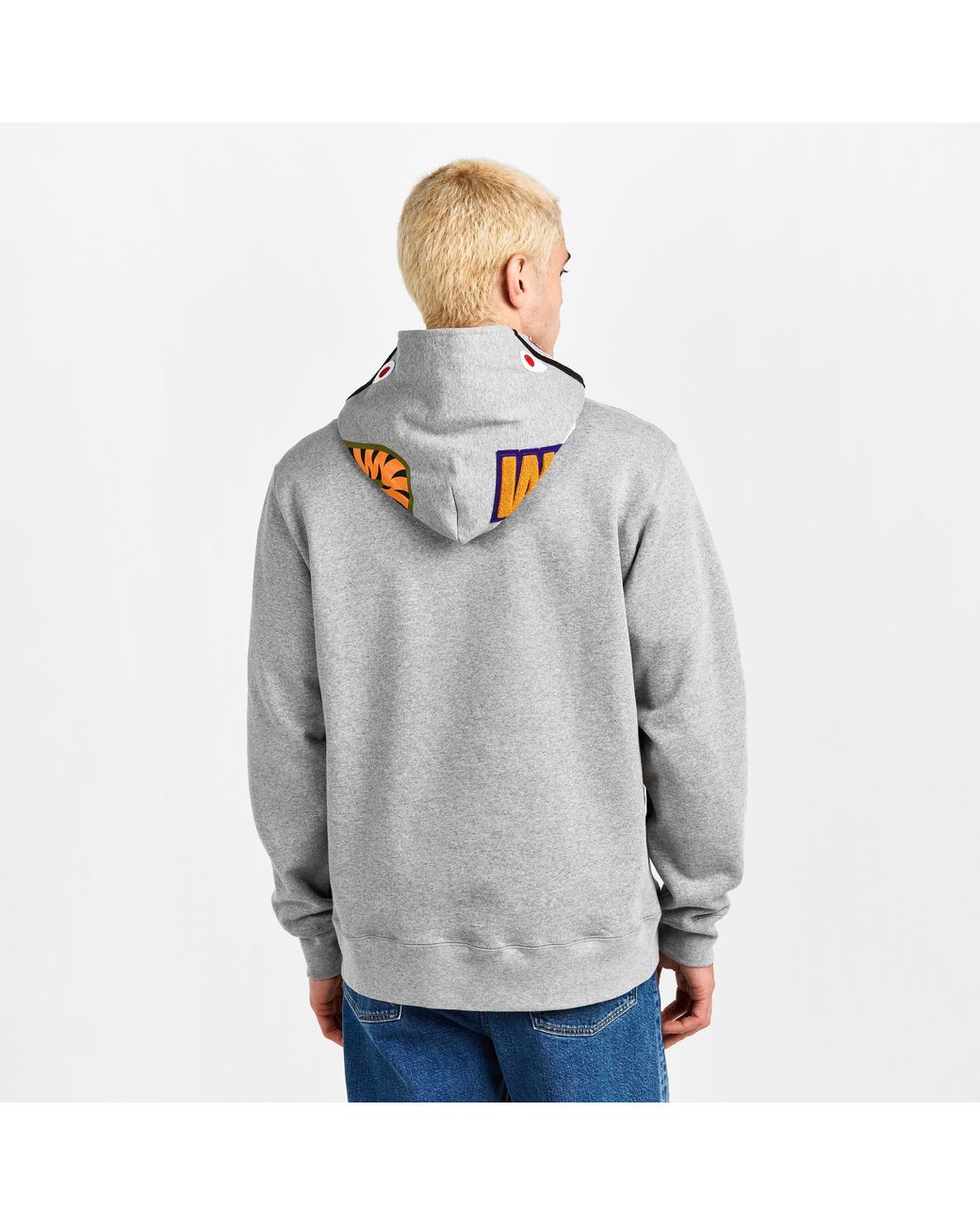 A Bathing Ape Gray Shark Wgm Pull Over Hoodie for men