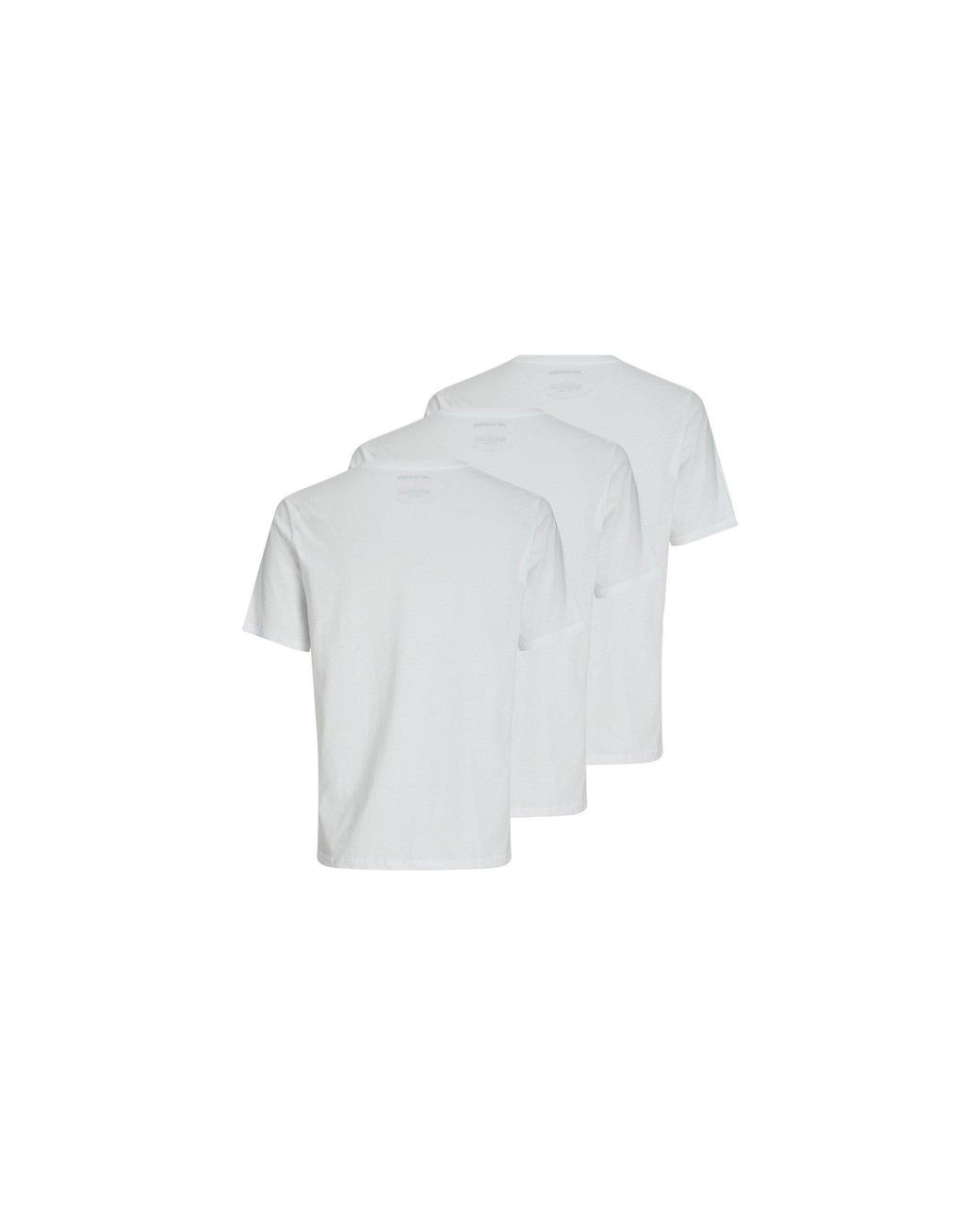 Jack & Jones White Cotton Round-Neck Short-Sleeve T-Shirts 3 Pack for men