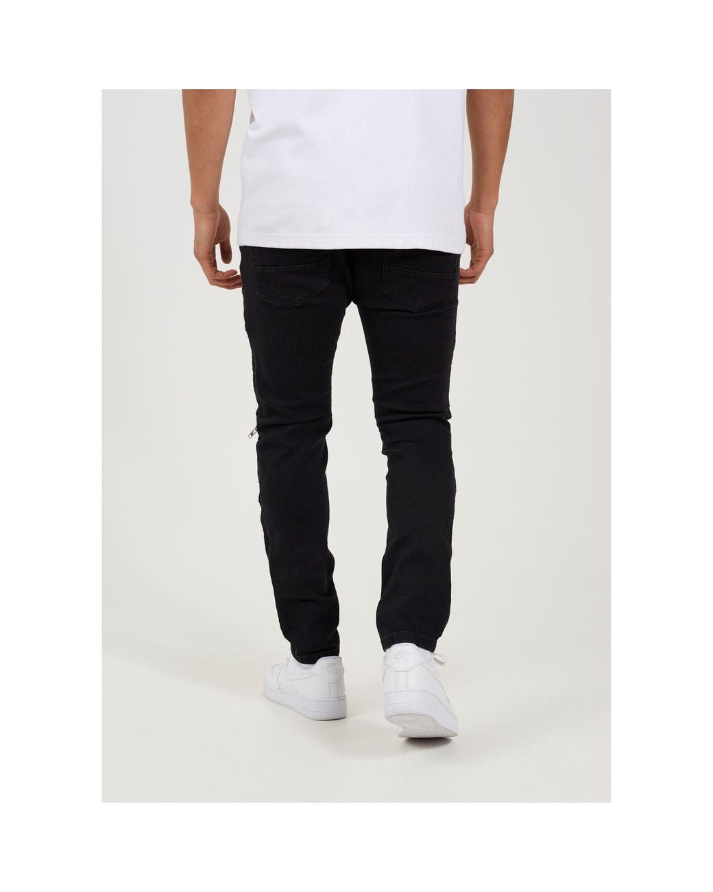 Brave Soul Gray Bike Jean With Multi Stitch Detail And Zips for men