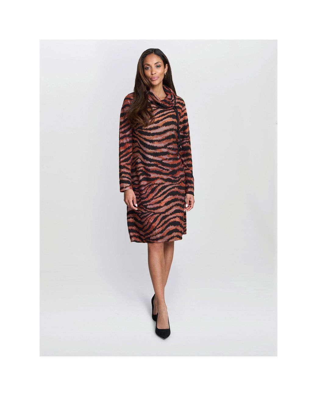 Gina Bacconi Red Aisling Animal Print Dress