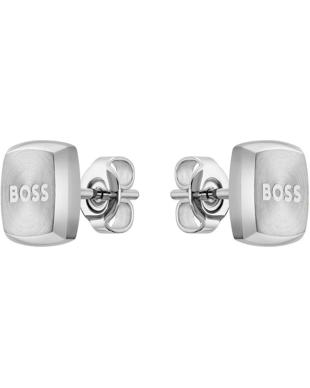 Boss Metallic Gents Yann Stainless Steel Square Earrings for men