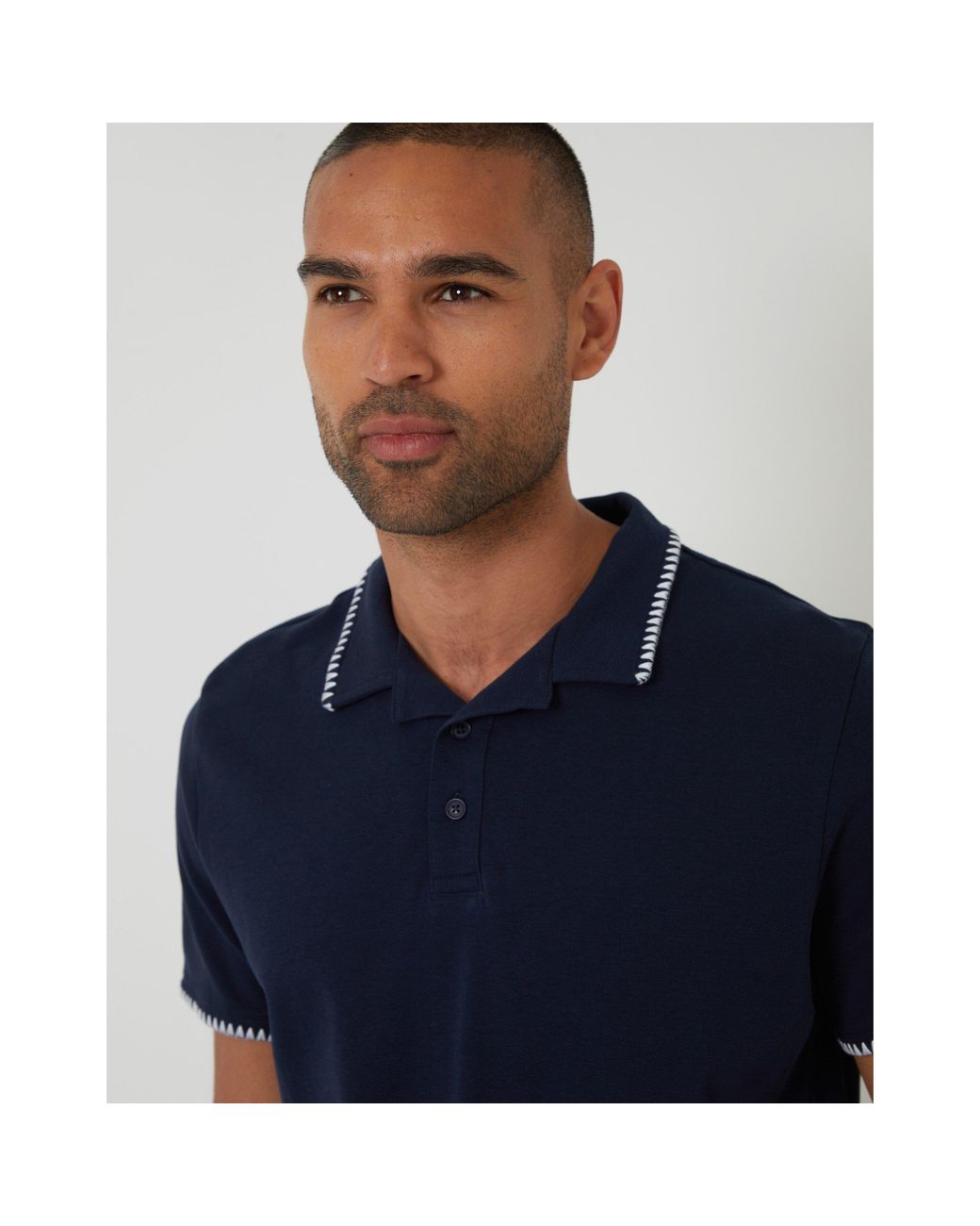 Threadbare Blue Arnwick Short-Sleeve Polo Shirt for men