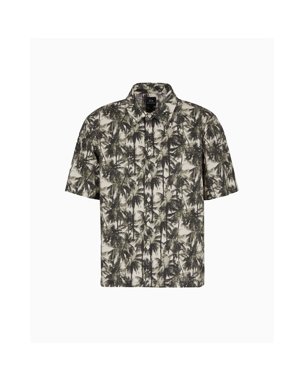 ARMANI EXCHANGE Black Short-Sleeve Patterned Shirt for men