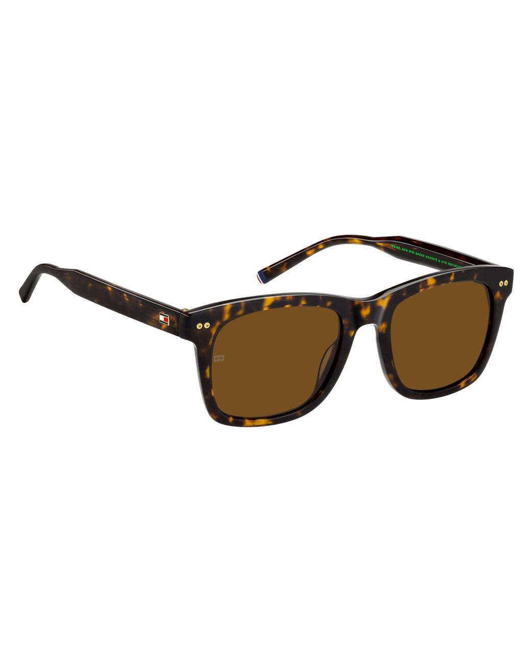 Tommy Hilfiger Brown Acetate Rectangular Sunglasses for men