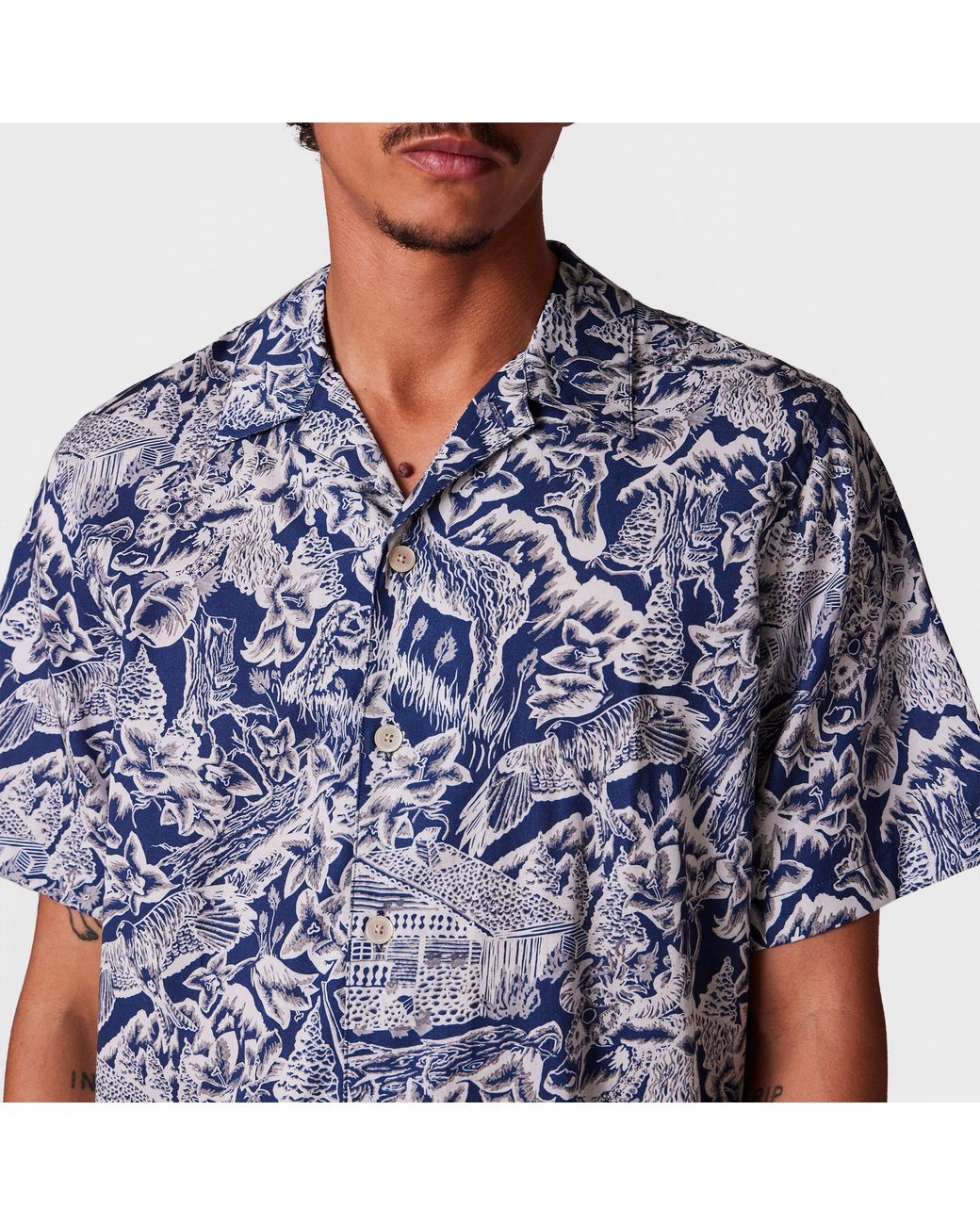 Paul Smith Blue Short Sleeve Patterned Tailored Fit Shirt for men