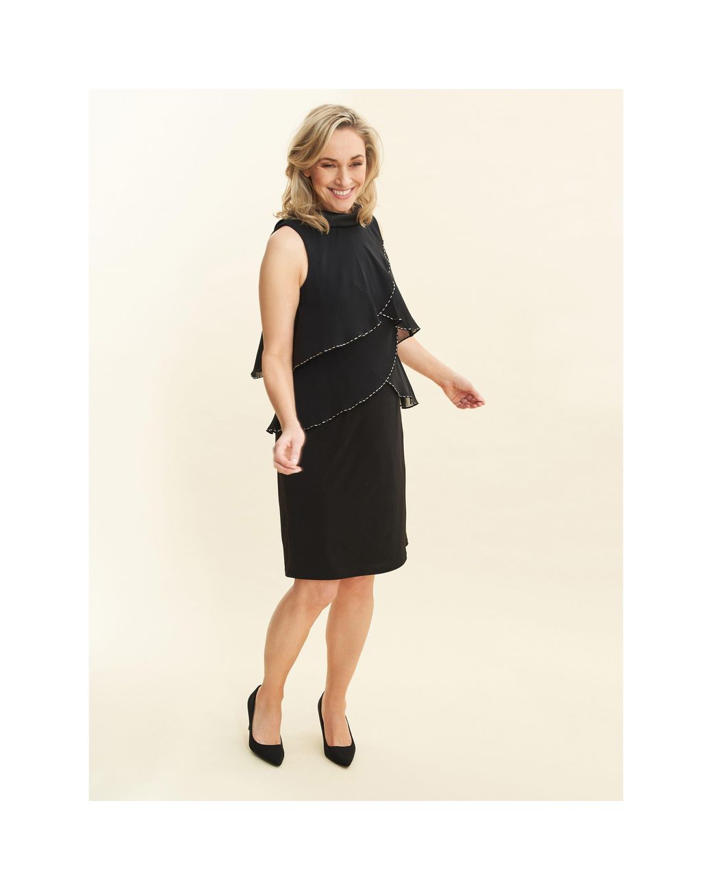 Gina Bacconi Black Gerry Sleeveless Jersey Cocktail Dress