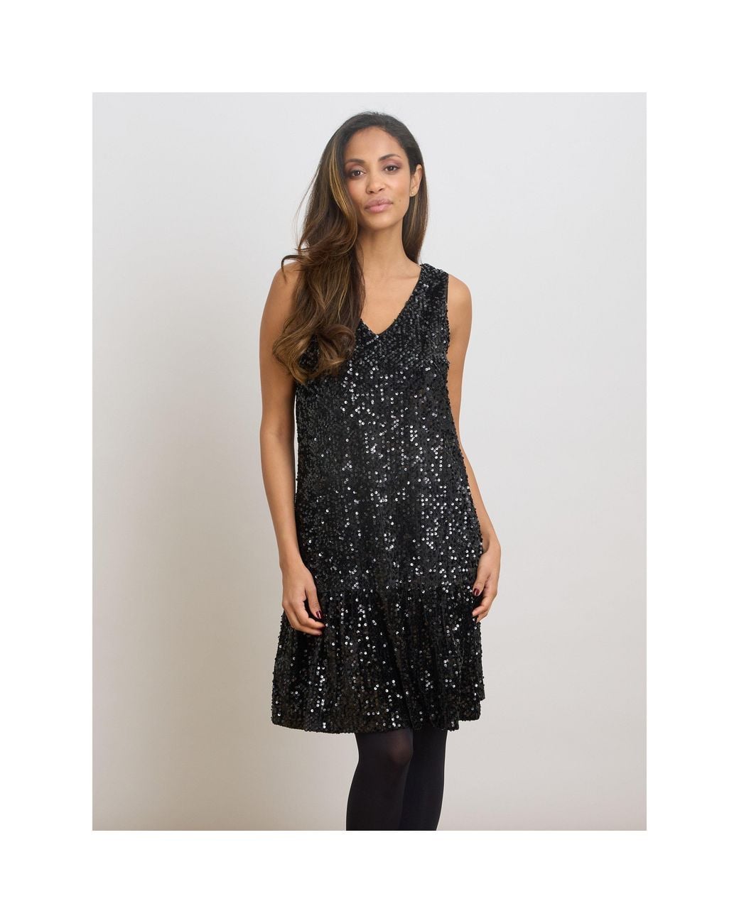 Gina Bacconi Black Stef Sequin Shift Dress