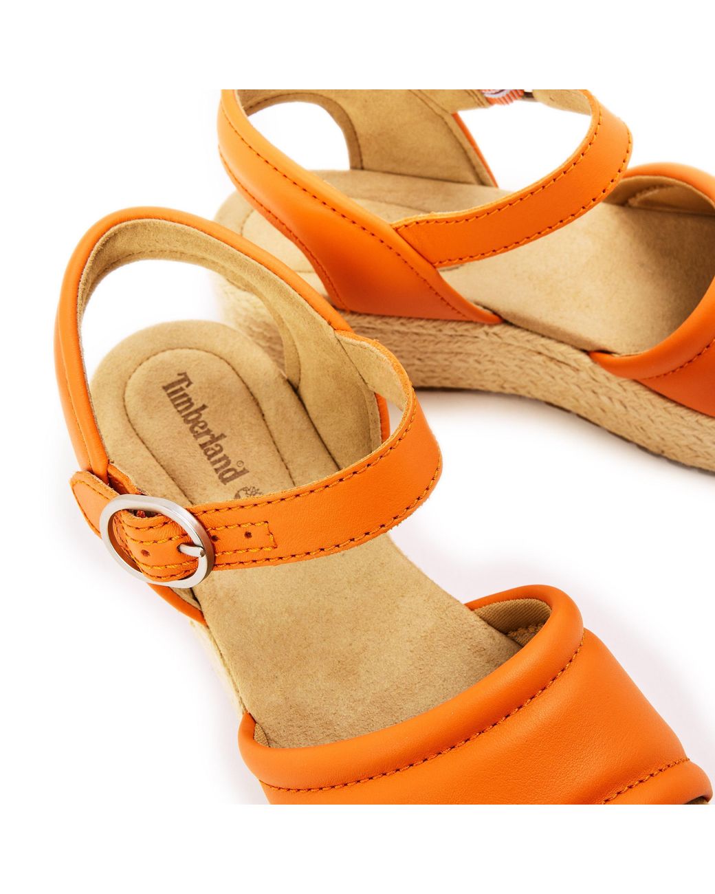 Timberland Orange Backstrap Flatform Sandals