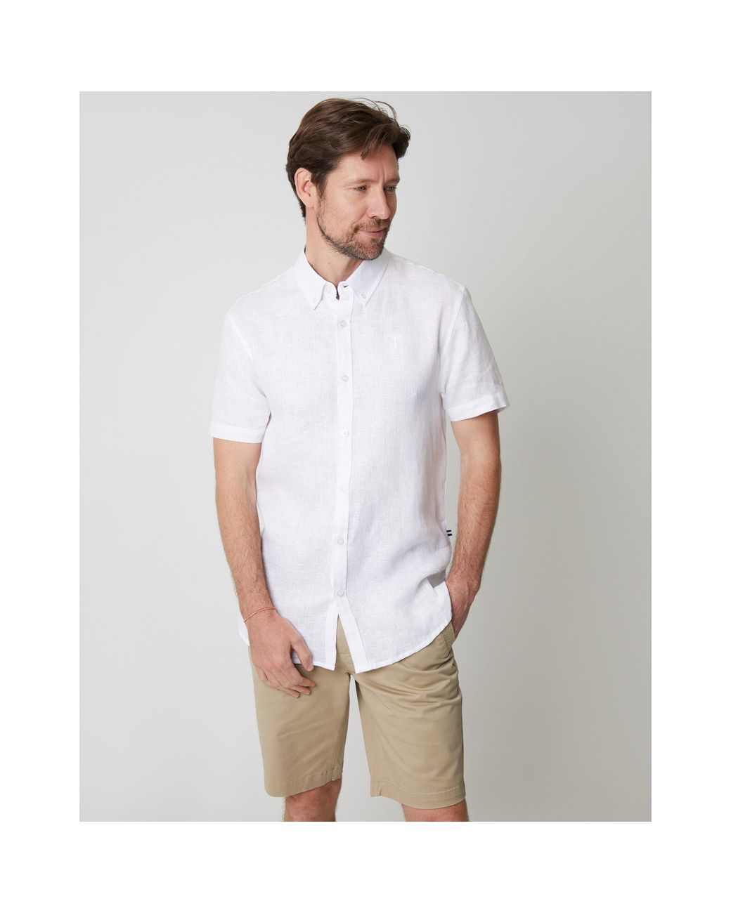 Saltwell White Short-Sleeve Oxford Shirt for men