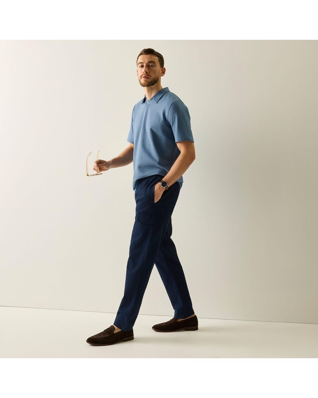 Regatta Blue Delray Cotton V-Neck Short-Sleeve Polo for men