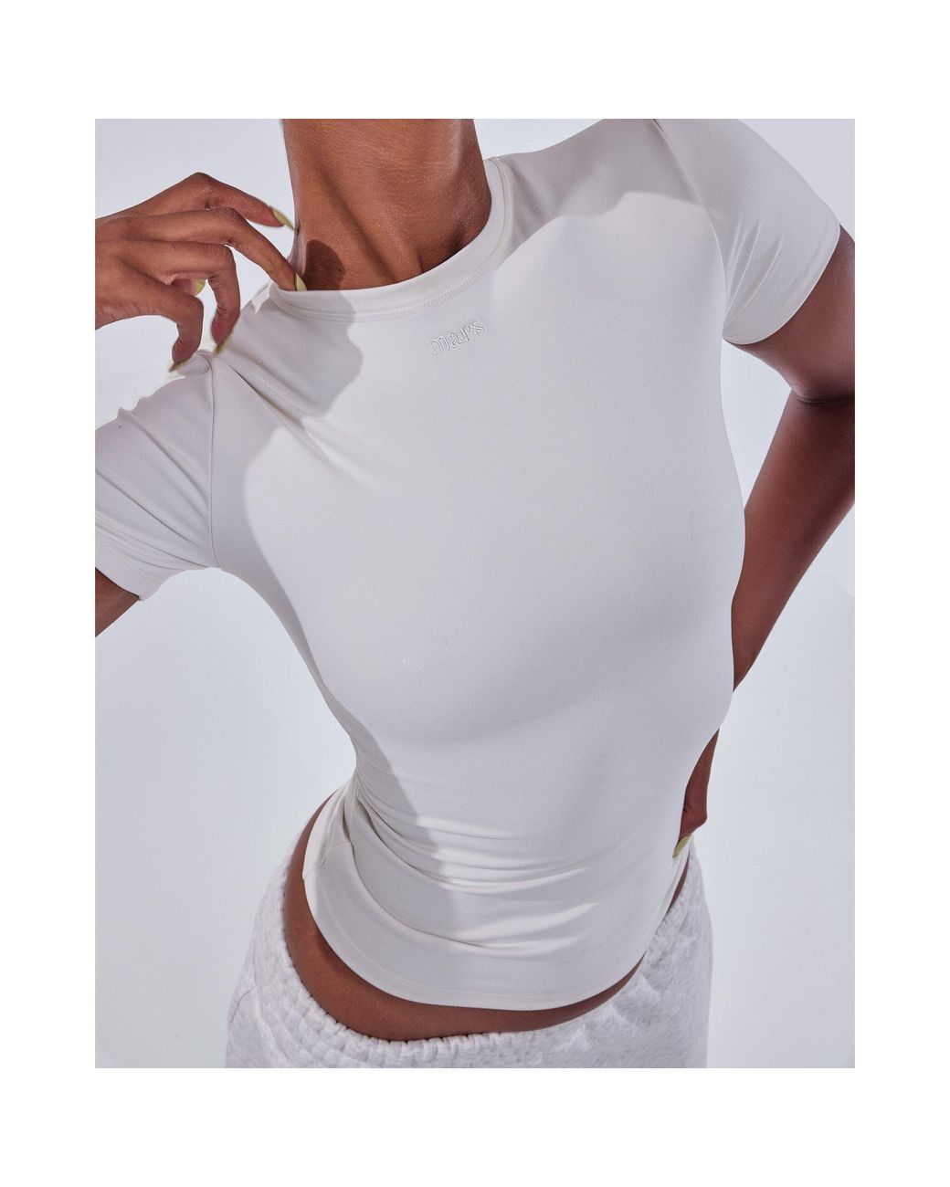 Mars the Label White Sculpt Short Sleeve Top