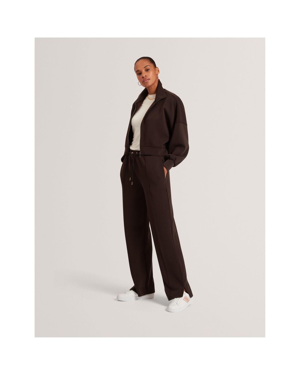 Ted Baker Brown Split Open Hem Jersey Joggers
