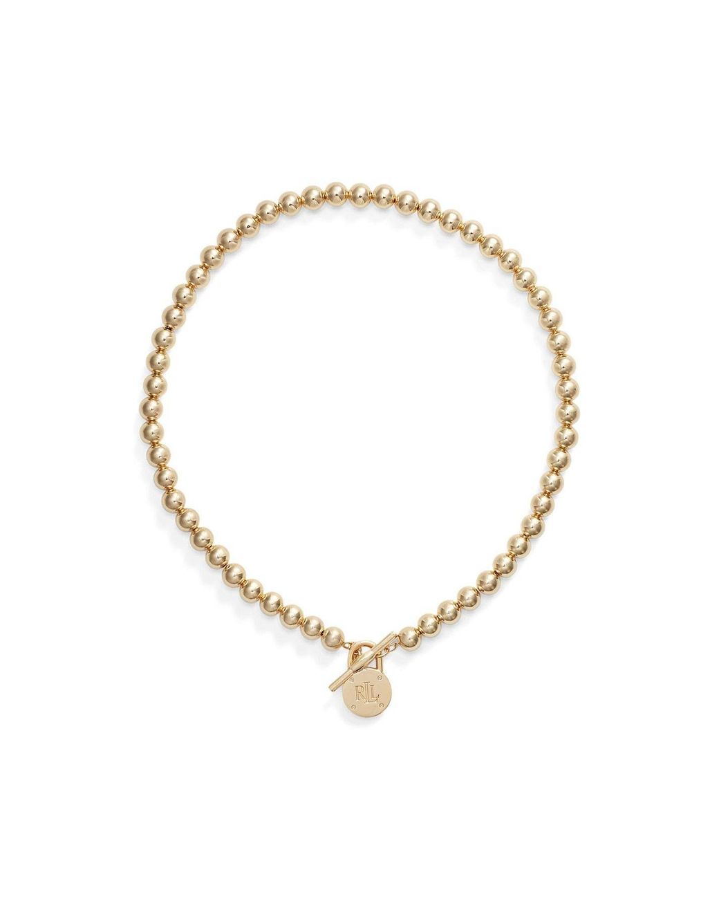 Ralph Lauren Brown Toggle Padlock Beaded Necklace