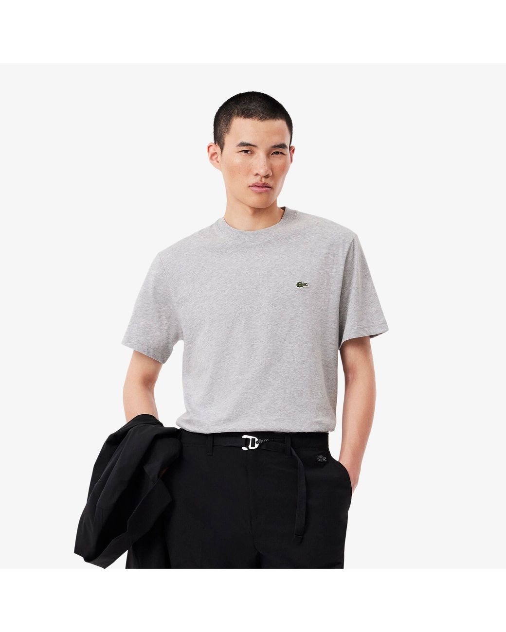 Lacoste Gray Regular Fit Small Logo T-Shirt for men