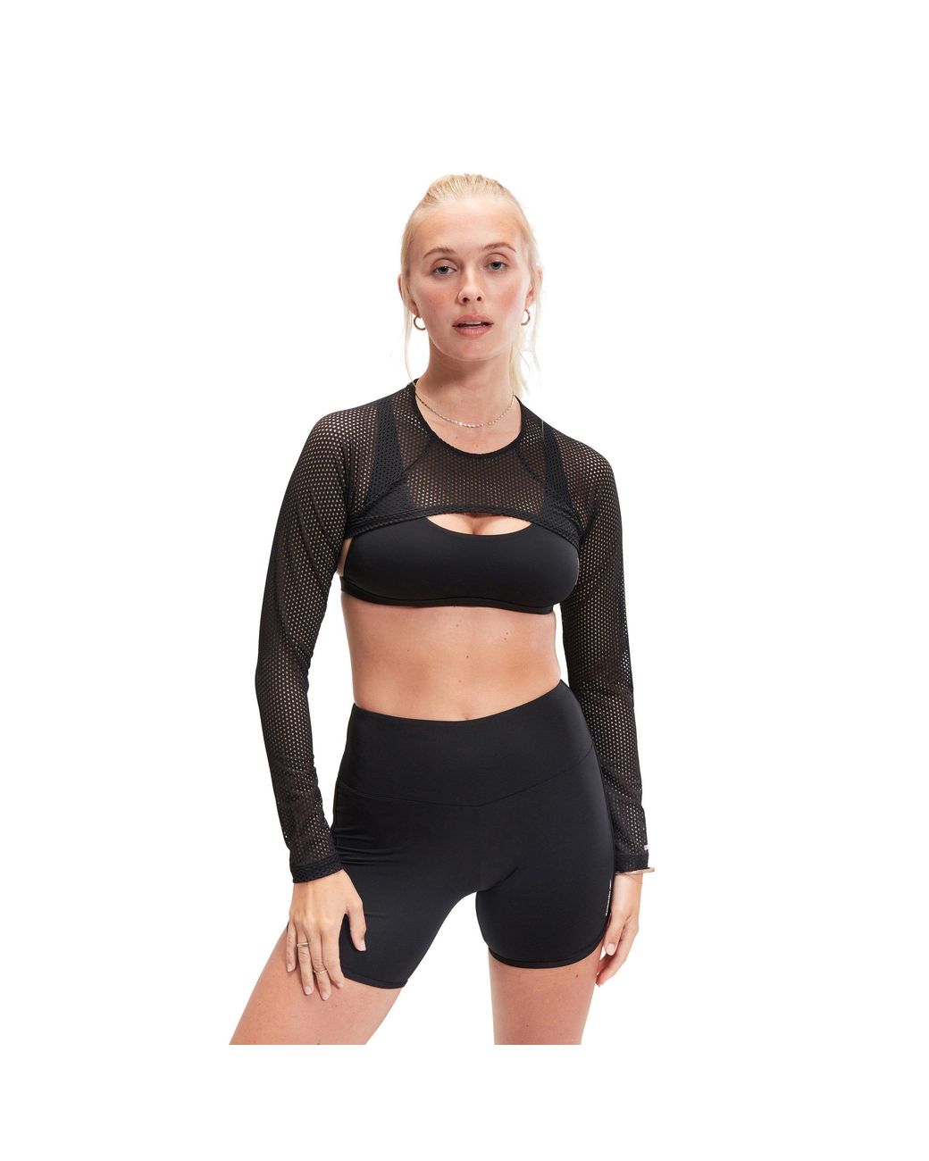 Speedo Black Mesh Long-Sleeve Performance Gym Top
