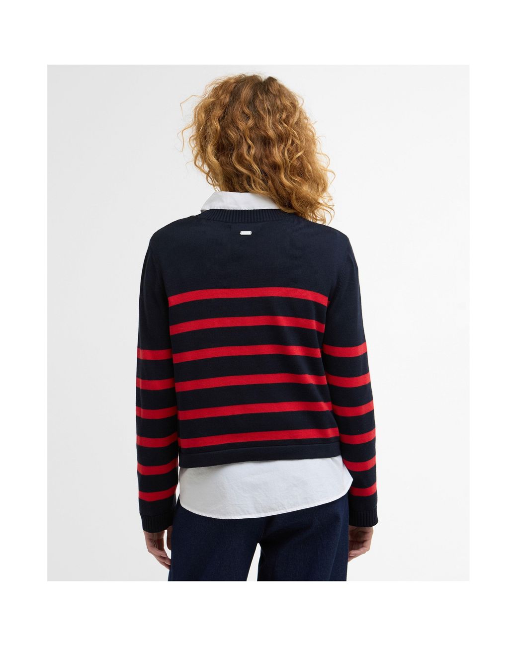 Barbour Red Fern Striped Crew Neck Jumper