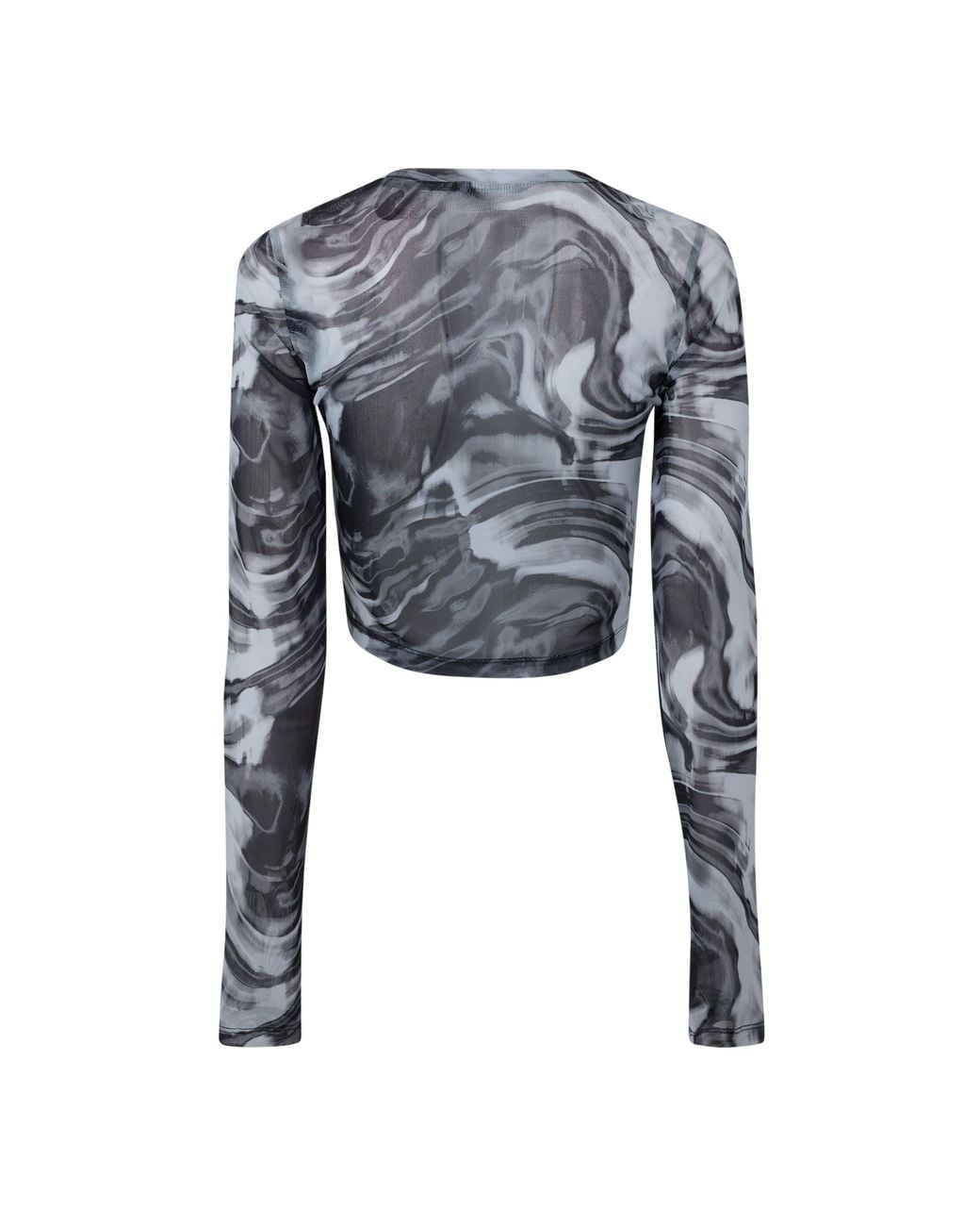 L/AB Off White Blue V-Neck Slim-Fit Cropped Top