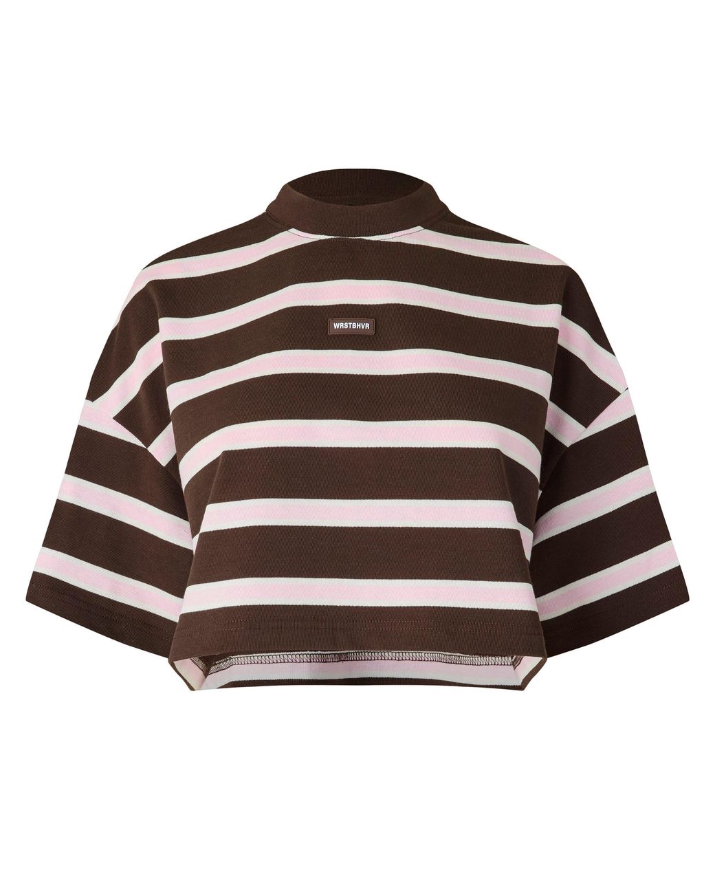 WRSTBHVR Brown Seth Striped Cropped Short-Sleeve Cotton Oversized-Fit T-Shirt