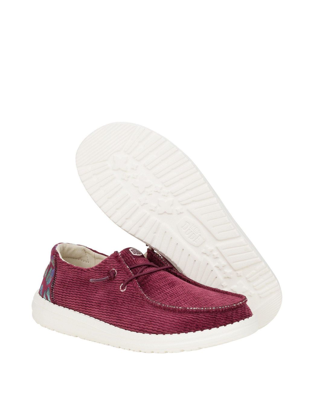 HeyDude Purple Wendy Corduroy Leo Low-Top Trainers