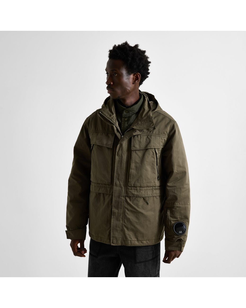 C P Company Green Micro Kei Mille Bomber Jacket for men