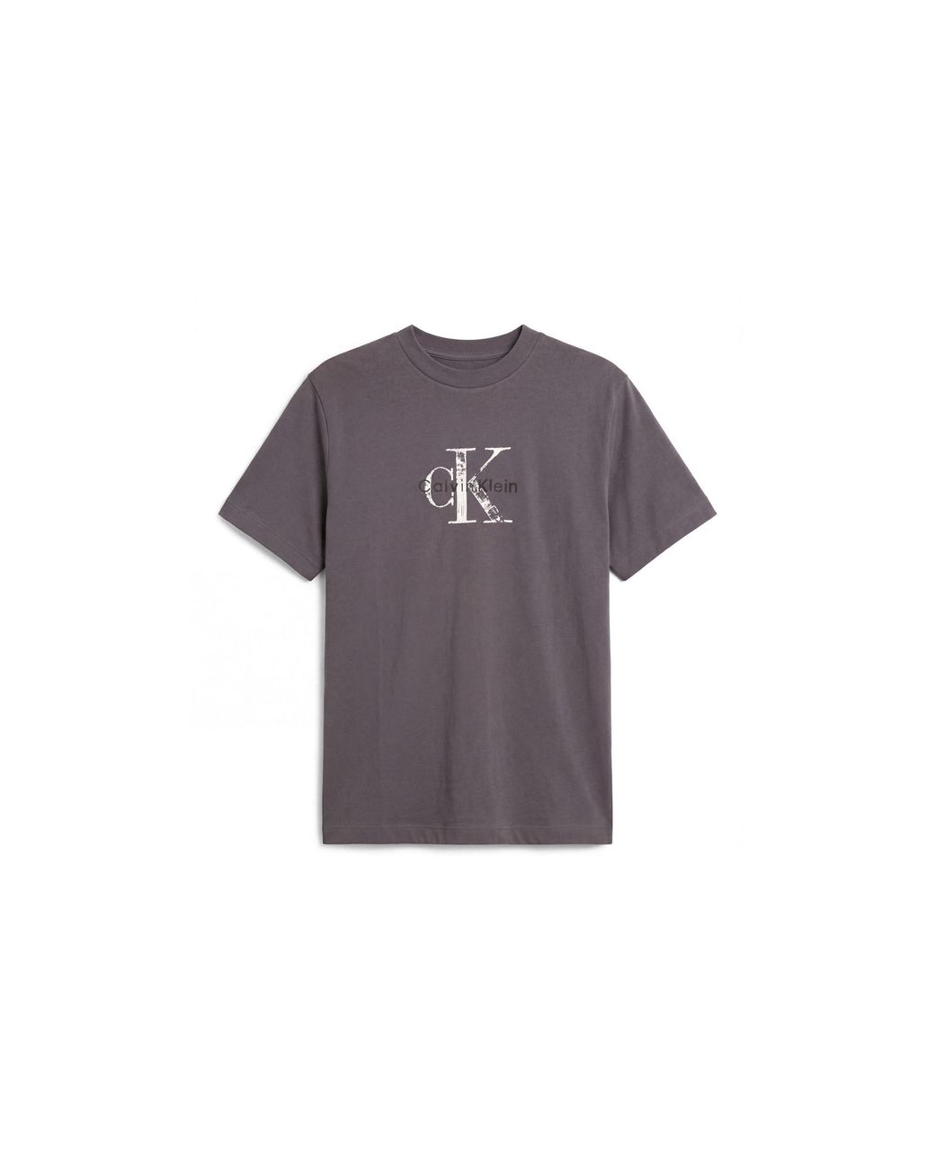 Calvin Klein Purple Distressed Monogram Logo Cotton Short-Sleeve T-Shirt for men