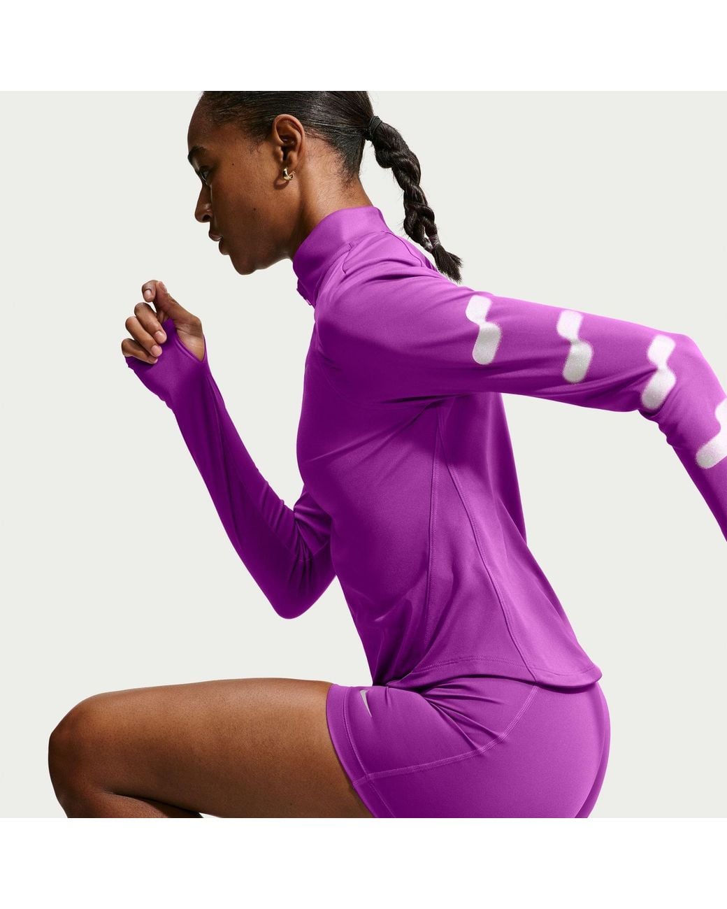 Nike Purple Tempo Flash Half-Zip Long Sleeve Performance T-Shirt