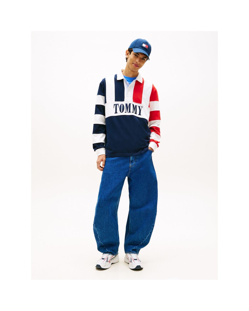 Tommy Hilfiger Blue Colour-Blocked Rugby Shirt for men