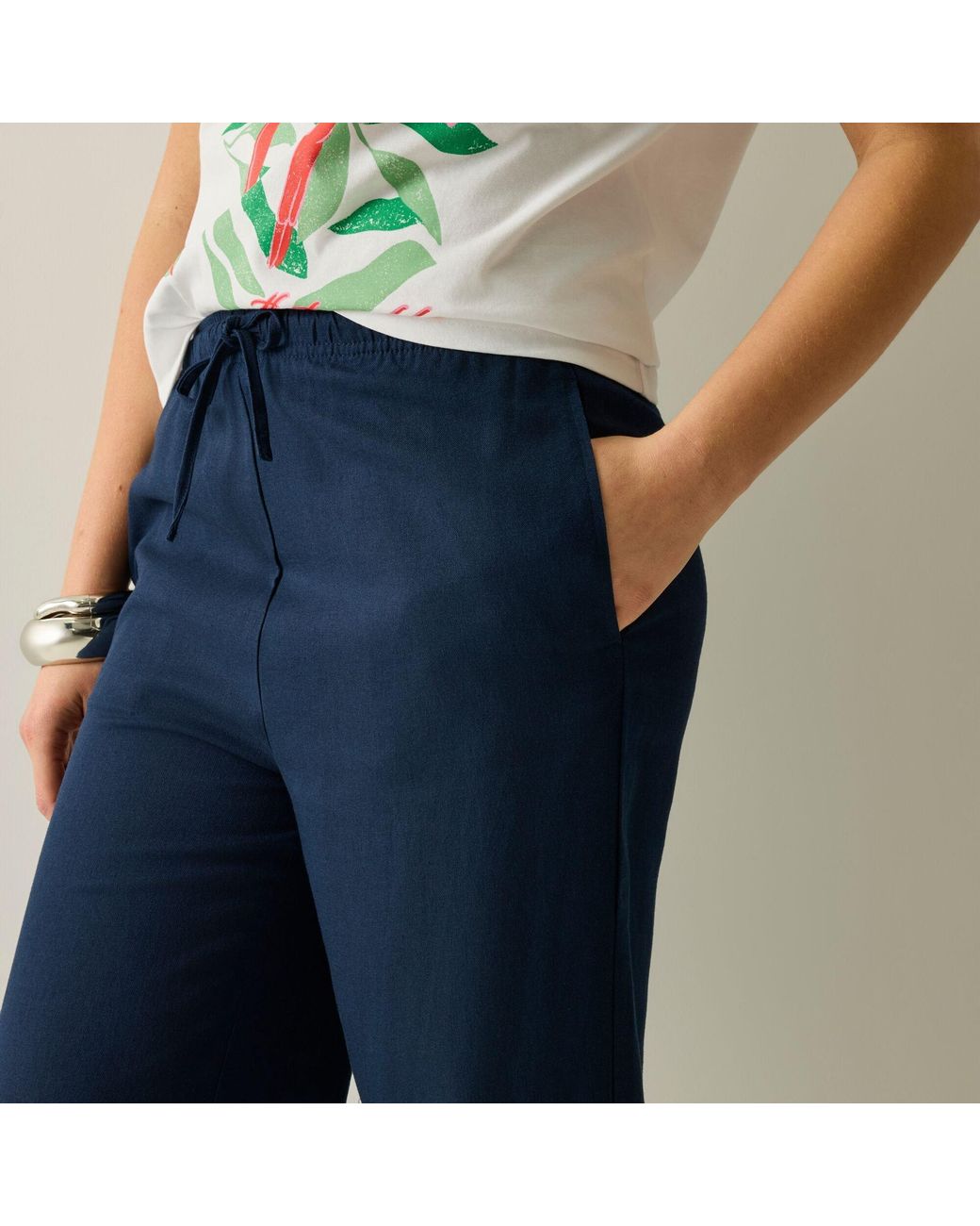 Regatta Blue Talamanca Linen Relaxed-Fit Trousers