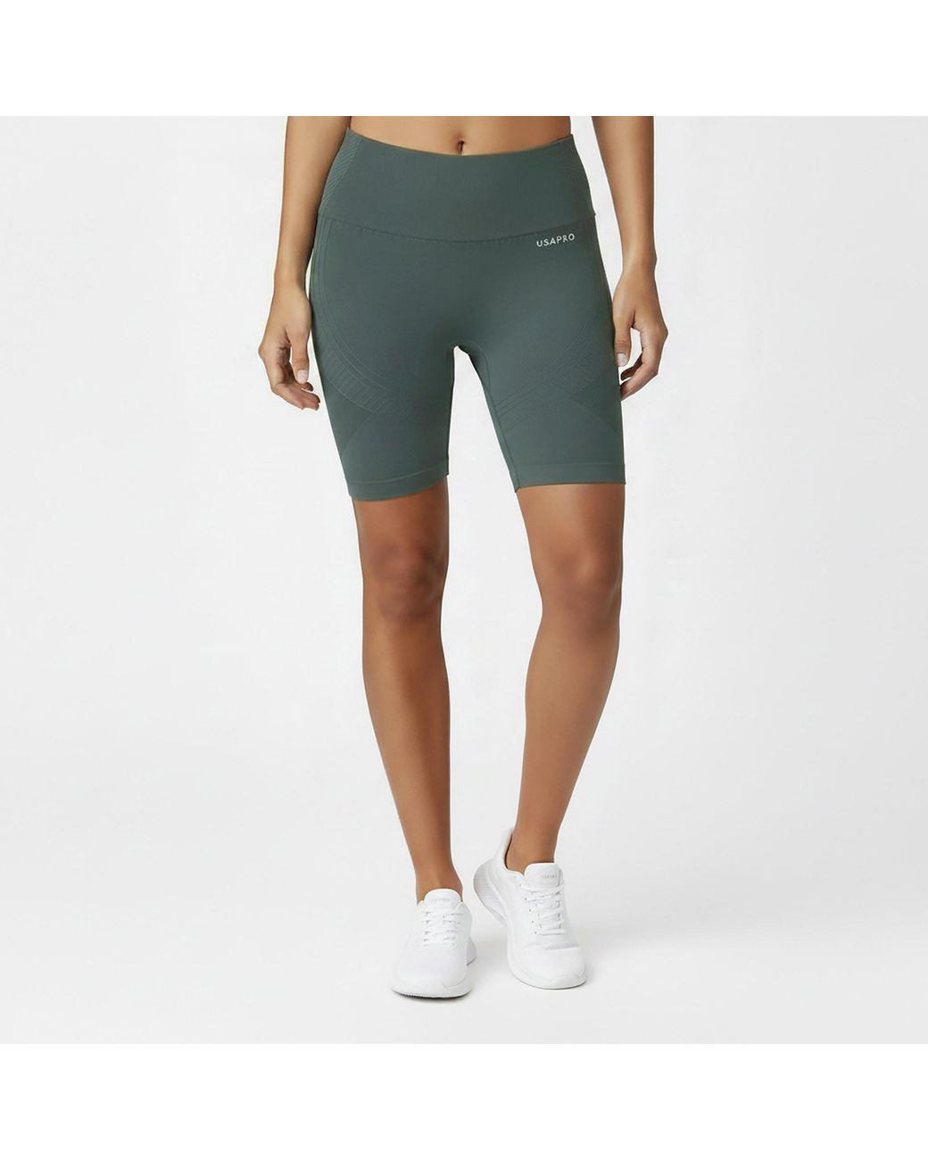 Usa Pro Green Seamless Longline Cycling Shorts