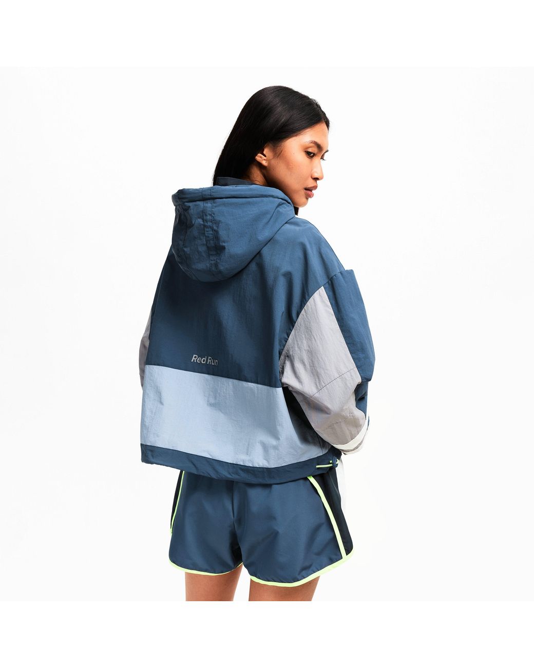 Red Run Blue Hooded Nylon Track Jacket