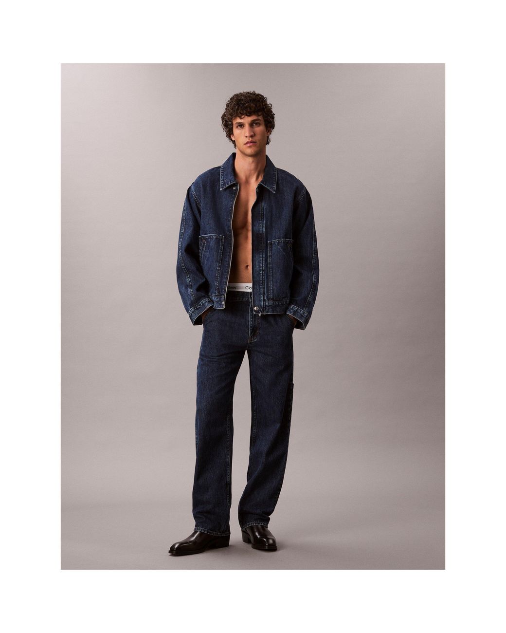Calvin Klein Blue Button Front Tailored Fit Denim Jacket for men