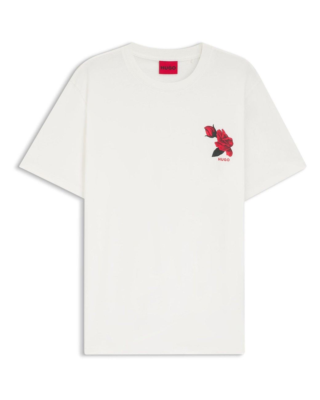 HUGO White Dikerd Graphic Cotton Short-Sleeve T-Shirt for men