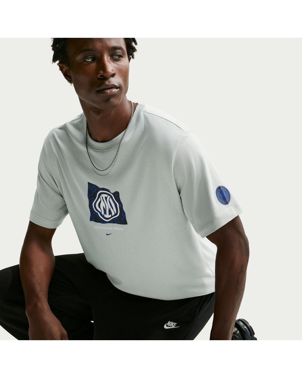 Nike White Inter Milan Banner Cotton T-Shirt for men