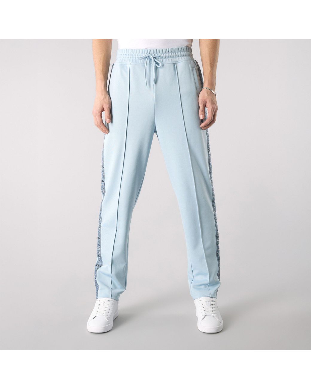 Pretty Green Blue Eclipse Paisley Open Hem Woven Joggers for men
