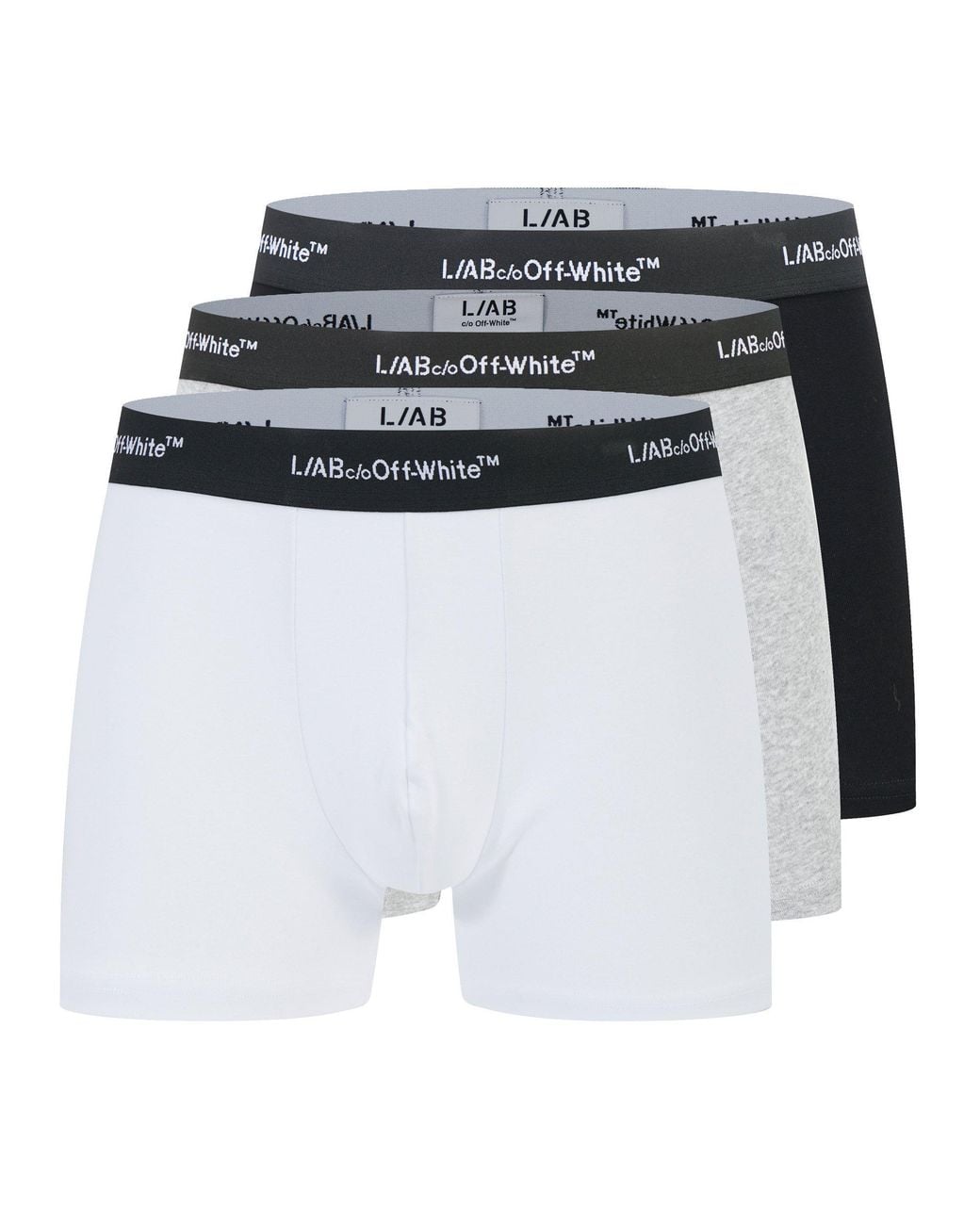 L/AB Off White Blue 3" No-Fly Cotton Boxer Brief for men